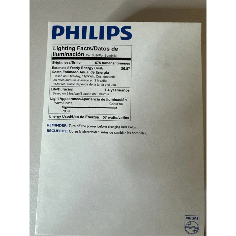 Philips DuraMax Long Life 57W Watt 675 Lumens 1 Pack/4 Bulbs Soft White A19 Base